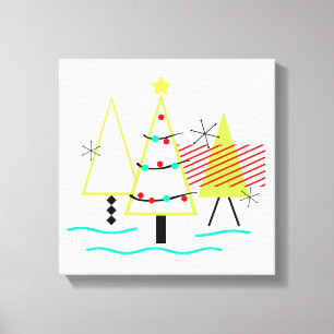 Retro-Weihnachtsbäume im Stil der Mitte des 20. Ja Leinwanddruck