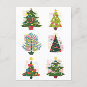 Retro-Weihnachtsbäume Postkarte