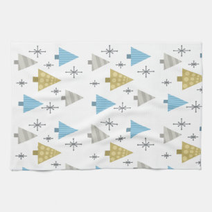 Retro Weihnachtsbaumen der 1950er Jahre Geschirrtuch