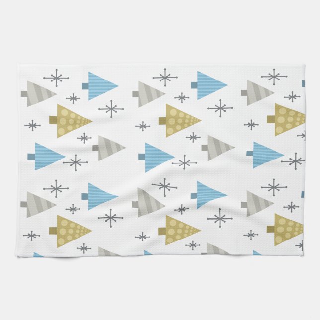 Retro Weihnachtsbaumen der 1950er Jahre Geschirrtuch (Horizontal)