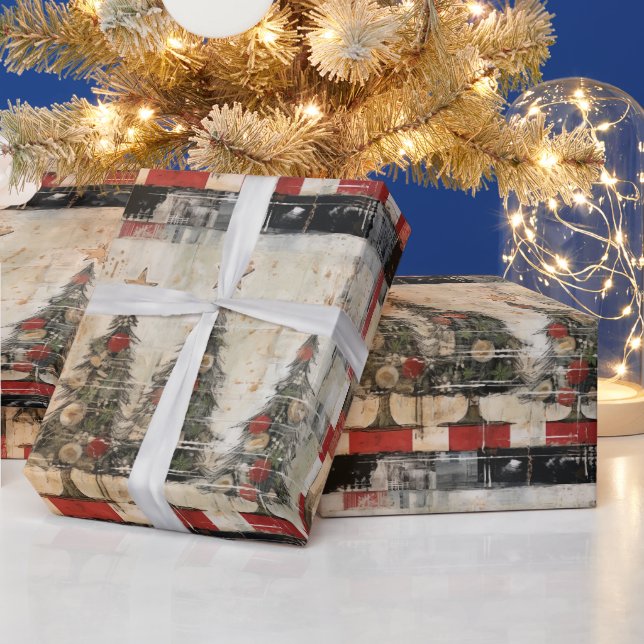 Retro Weihnachtsbaumen Vintag Geschenkpapier (Feiertage)