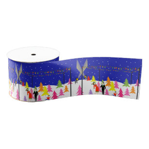 Retro WeihnachtsBaumfarm-Geschenk-Band Ripsband
