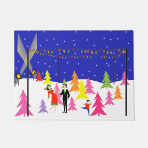 Retro WeihnachtsBaumfarm-Tür-Matte Fußmatte