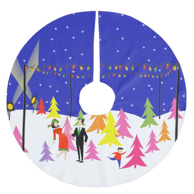 Retro WeihnachtsBaumfarm-Weihnachtsbaum-Rock Polyester Weihnachtsbaumdecke (Vorderseite)