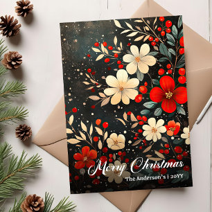 Retro-Weihnachtsblumen-Feiertags-Grußkarte zum Aus Feiertagskarte