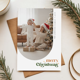 Retro-Weihnachtsbogenrahmen Familienfoto-Postkarte Postkarte