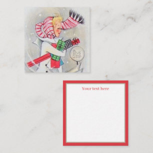 Retro-Weihnachtsbummlerin fügt Text hinzu Mitteilungskarte