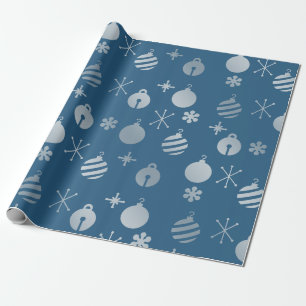 Retro-Weihnachtsdekoration Blau Silber Geschenkpapier