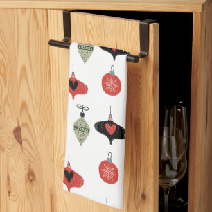 Retro-Weihnachtsdekorationen im Stil der Mitte des Geschirrtuch