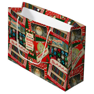 Retro-Weihnachtsdekorationen-Kollage Große Geschenktüte
