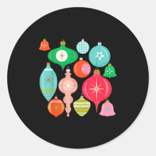 Retro-Weihnachtsdekorationen Mid-Century-Moderne Runder Aufkleber