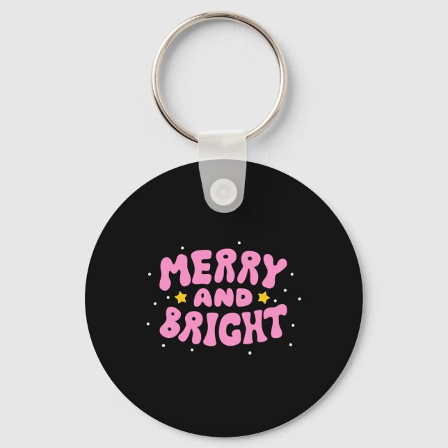 Retro-Weihnachtsdesign fröhlich und hell Schlüsselanhänger (Vorderseite)
