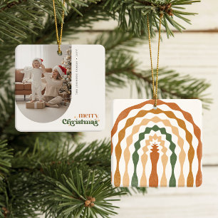 Retro-Weihnachtsfamilienfoto-Porträt Urlaub Keramikornament