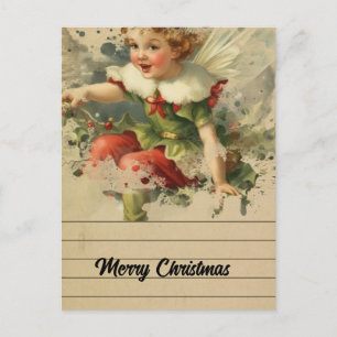 Retro-Weihnachtsfee Postkarte