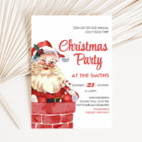 Retro Weihnachtsfeier-Einladung mit Santa Claus