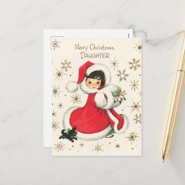 Retro-Weihnachtsfeier Feiertagspostkarte (Vorderseite/Rückseite Beispiel)