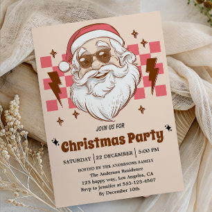 Retro Weihnachtsfeier mit Weihnachtsmann   Vintage Einladung