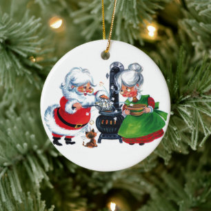 Retro Weihnachtsfeier Weihnachten Frau Claus Keramik Ornament