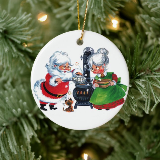 Retro Weihnachtsfeier Weihnachten Frau Claus Keramik Ornament (Baum)