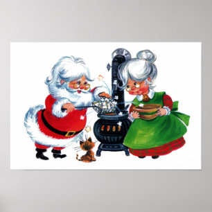 Retro Weihnachtsfeier Weihnachten Frau Claus Poster
