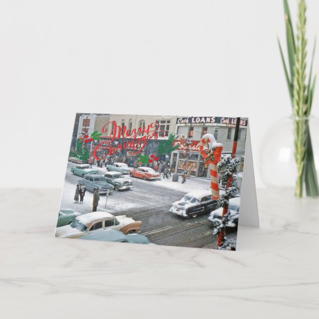 Retro Weihnachtsfeiertag Karte (Vorderseite)