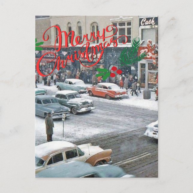 Retro Weihnachtsfeiertag Postkarte (Vorderseite)