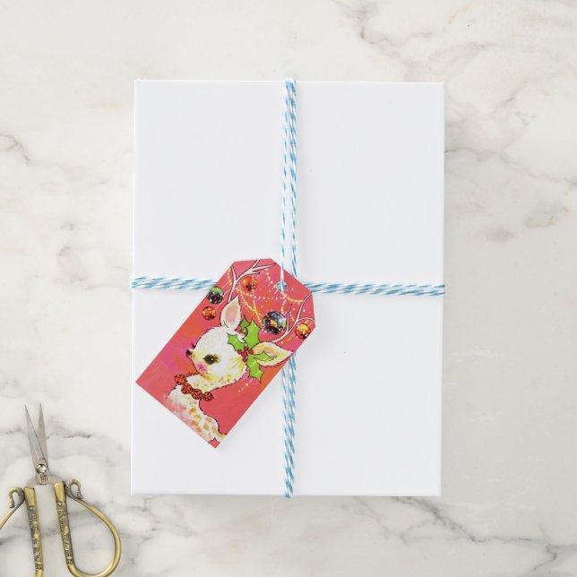 Retro-Weihnachtsfest Geschenkanhänger (Mit Garn)