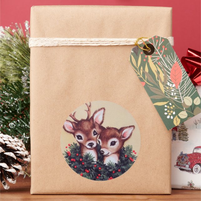 Retro-Weihnachtsfest Runder Aufkleber (Feiertag)