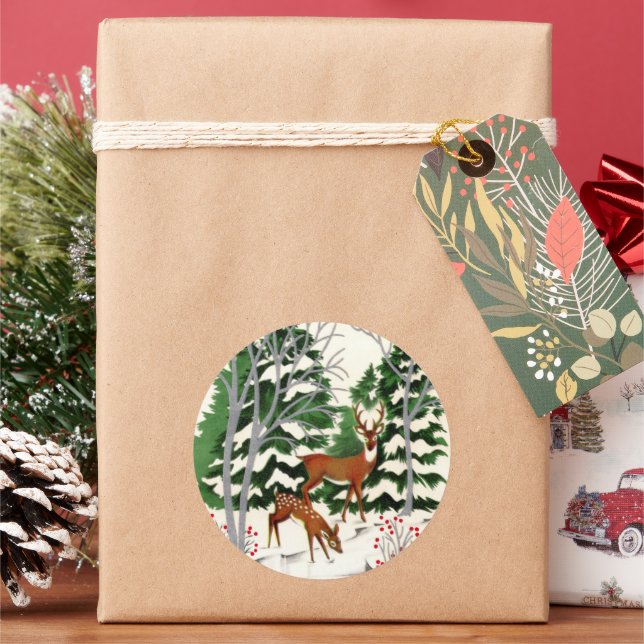 Retro-Weihnachtsfest Runder Aufkleber (Feiertag)