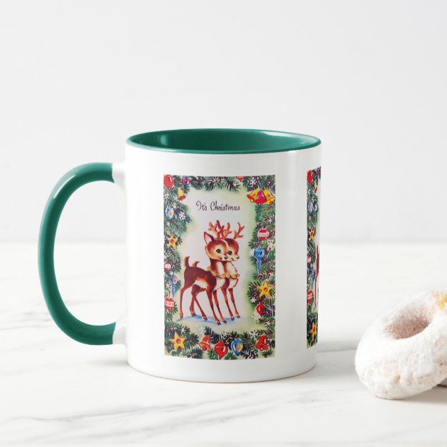 Retro-Weihnachtsfest Tasse (Mit Donut)