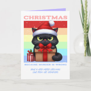 Retro-Weihnachtsfoto mit lustiger Katze in Pastell Feiertagskarte