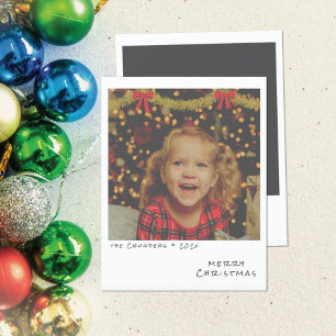 Retro-Weihnachtsfotokarte - Gold- und roter Girlan Feiertagskarte