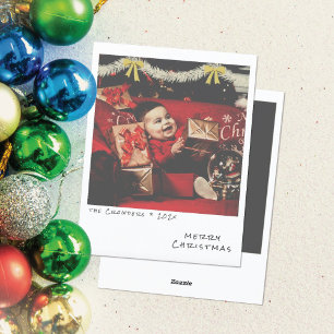 Retro-Weihnachtsfotokarte - Weiße und goldene Girl Feiertagskarte