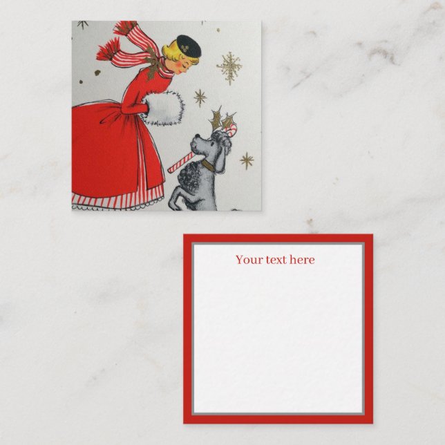 Retro-Weihnachtsfrau fügt Text hinzu Mitteilungskarte (Vorne/Hinten)