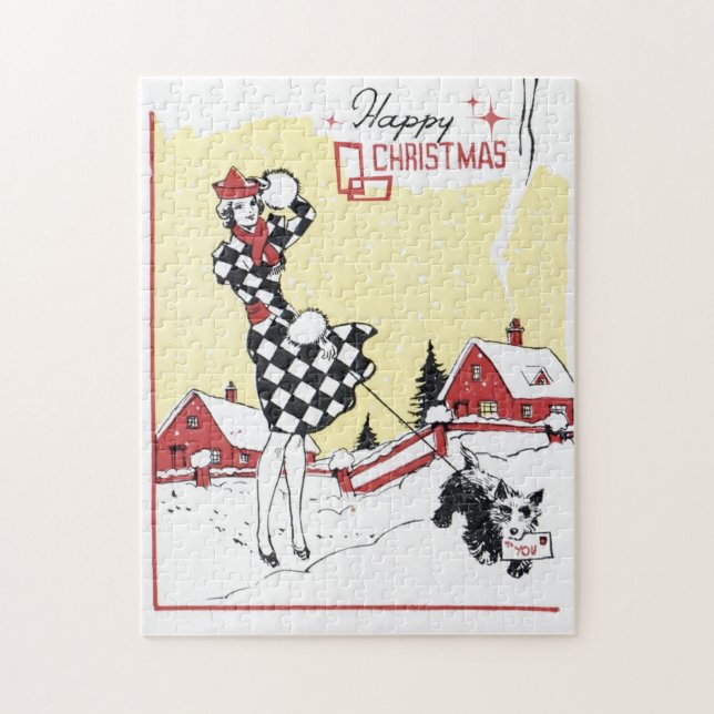 Retro Weihnachtsfrau Holiday Puzzle (Vertikal)