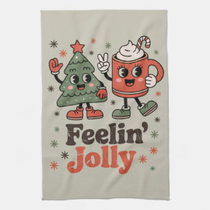 Retro-Weihnachtsgefühl Fröhliche Vintage-Feiertage Geschirrtuch