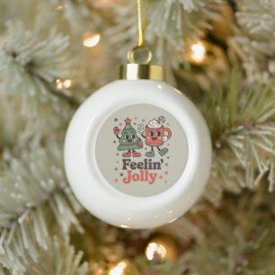 Retro-Weihnachtsgefühl Fröhliche Vintage-Feiertage Keramik Kugel-Ornament