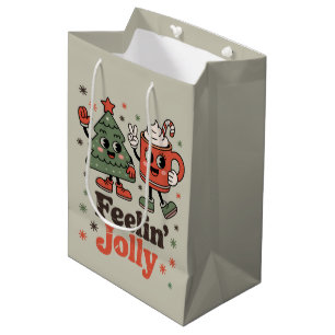 Retro-Weihnachtsgefühl Fröhliche Vintage-Feiertage Mittlere Geschenktüte