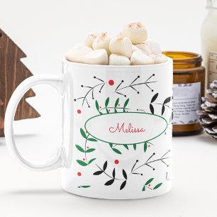 Retro Weihnachtsgrün Niedlicher Personalisierter U Kaffeetasse