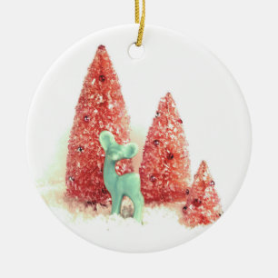 Retro-Weihnachtshirsch Keramikornament
