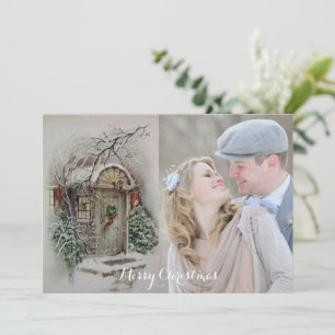 Retro Weihnachtskarte Hinzufügen Ihres Fotos Feiertagskarte