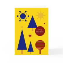 Retro-Weihnachtskarte im Midcentury-Modern-Stil mi