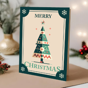 Retro Weihnachtskarte mit geometrischem Baumdesign Karte