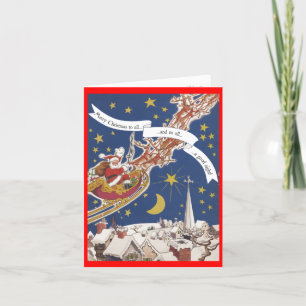Retro-Weihnachtskarte "Santa in seinem Schlitten" Feiertagskarte