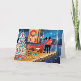 Retro Weihnachtskarten des Modernismus Feiertagskarte