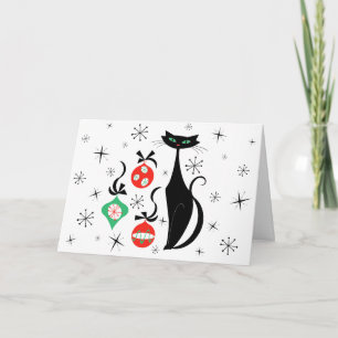 Retro-Weihnachtskatze Frohe Weihnachten horizontal