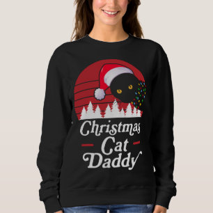 Retro Weihnachtskatze mit Weihnachts-Nekklace-Leuc Sweatshirt