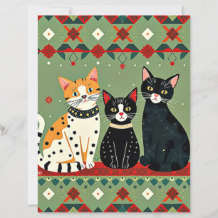 Retro-Weihnachtskatzen-Bastelpapier