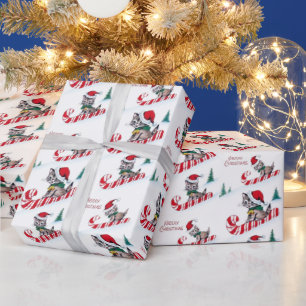Retro Weihnachtskatzen Party Geschenkpapier