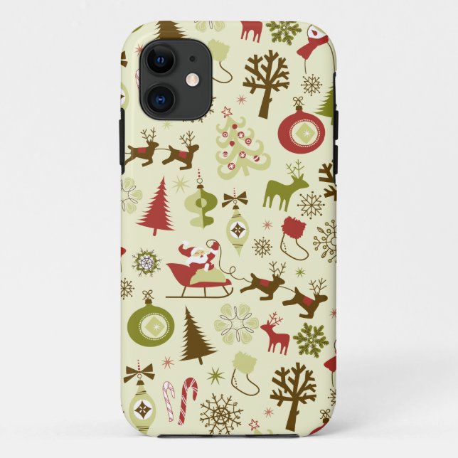 Retro Weihnachtskizze Nahtloses Muster Case-Mate iPhone Hülle (Rückseite)